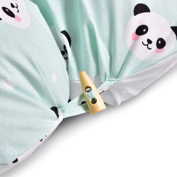 Nursing Pillow 30x190 cm, Cotton, Hypoallergenic Fiber, for Mom and Baby Comfort, with Zipper панда м`ята, фото 2