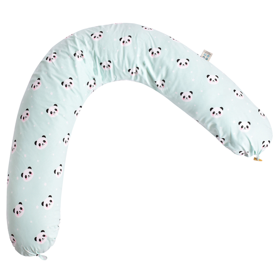 Nursing Pillow 30x190 cm, Cotton, Hypoallergenic Fiber, for Mom and Baby Comfort, with Zipper панда м`ята, фото 3