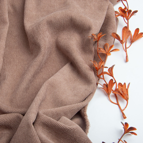 Ткань вельвет однотонный, 150 см, 330 гр/м2, для одежды, платьев, костюмов, юбок V-20 моко, фото 4