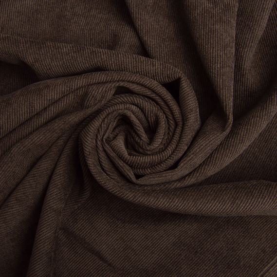 Solid-colored corduroy fabric, 150 cm wide, 330 g/m², suitable for clothing, dresses, suits, and skirts V-16 шоколад, фото 1