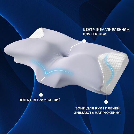 Подушка ортопедическая ErgoSleep 61х34х12 см IDEIA анатомическая с эффектом памяти для сна на боку, спине и животе, с наволочкой на молнии, фото 3