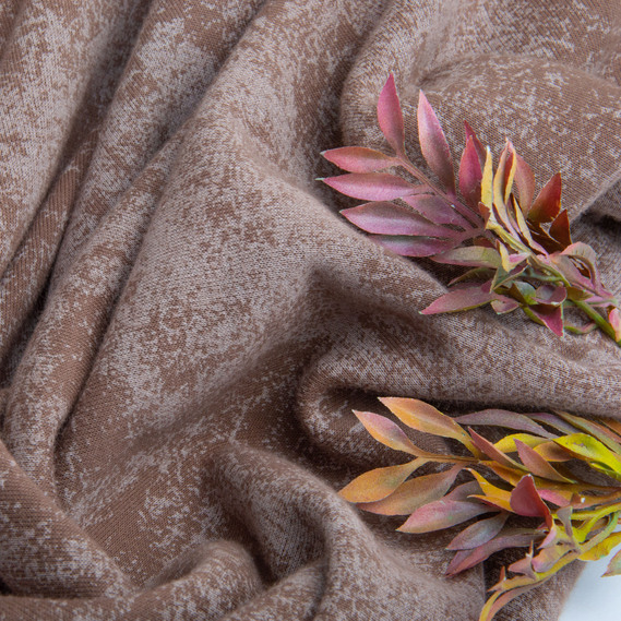 Ткань трикотаж трехнитка Мрамор флис, 310 гр/м2, 185 см т/беж, фото 3