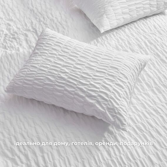 Комплект постільної білизни євро Cloud Dream IDEIA жатка, подарункова упаковка білий, фото 10