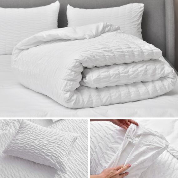 Комплект постільної білизни євро Cloud Dream IDEIA жатка, подарункова упаковка білий, фото 12