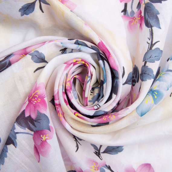 Ткань Батист Жасмин, 145 см, 77 гр/м2, хлопок, натуральная ткань для одежды, хлопок рожево/сіра, фото 1