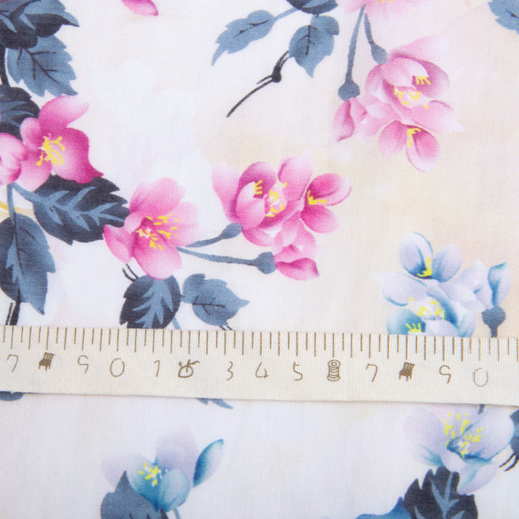 Ткань Батист Жасмин, 145 см, 77 гр/м2, хлопок, натуральная ткань для одежды, хлопок рожево/сіра, фото 5