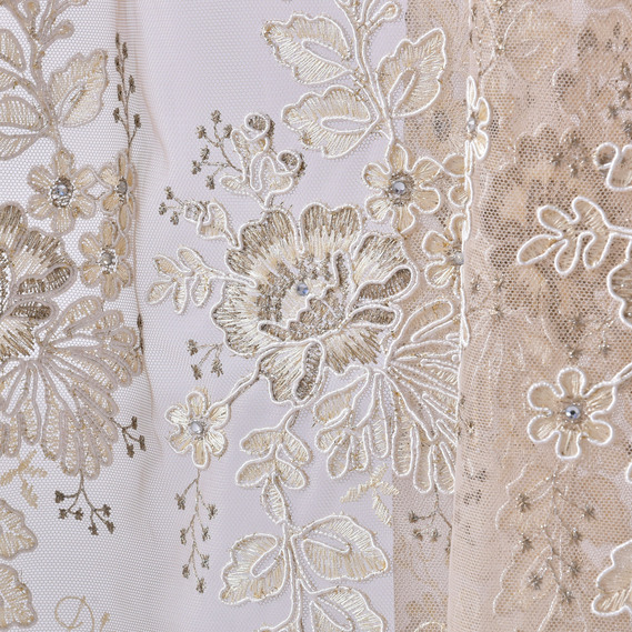 Ткань тюль фатин с вышивкой Беладонна, 295 см V-8 nude, фото 2 Ткань тюль фатин с вышивкой Беладонна, 295 см V-8 nude, фото 2