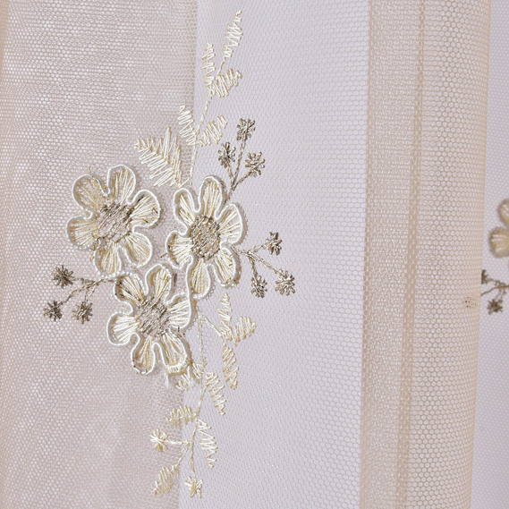 Ткань тюль фатин с вышивкой Беладонна, 295 см V-8 nude, фото 3 Ткань тюль фатин с вышивкой Беладонна, 295 см V-8 nude, фото 3