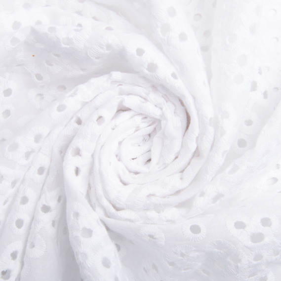 Batiste broderie fabric Molly, 130 cm wide, 123 g/m², cotton, natural fabric suitable for clothing біла, фото 1