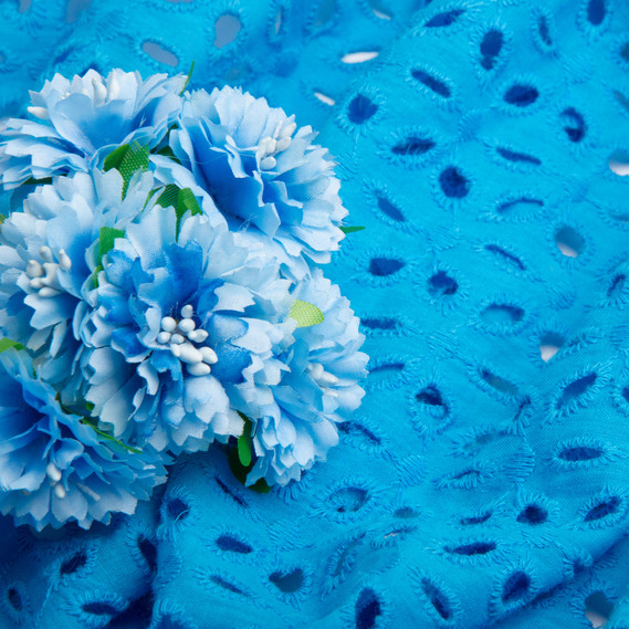 Тканина батист прошва Лола, 130 см, 130 гр/м2, бавовна, натуральна тканина для одягу волошка, фото 3