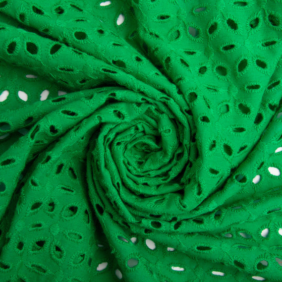 Тканина батист прошва Лола, 130 см, 130 гр/м2, бавовна, натуральна тканина для одягу зелена, фото 1