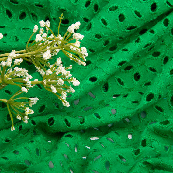 Тканина батист прошва Лола, 130 см, 130 гр/м2, бавовна, натуральна тканина для одягу зелена, фото 3