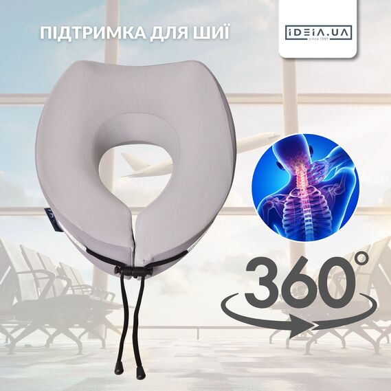 TRAVEL IDEIA Orthopedic Neck Pillow 27×26×17 cm — Memory Foam Travel Pillow with Cooling Cover and Carry Bag, фото 5