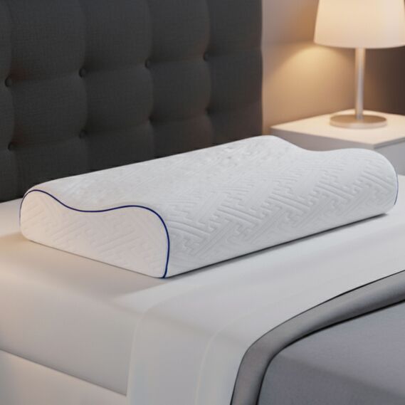 Подушка ортопедическая NeckWave 60х40х11/9 см IDEIA анатомическая с эффектом памяти для сна на боку, спине и животе, с наволочкой на молнии, фото 1