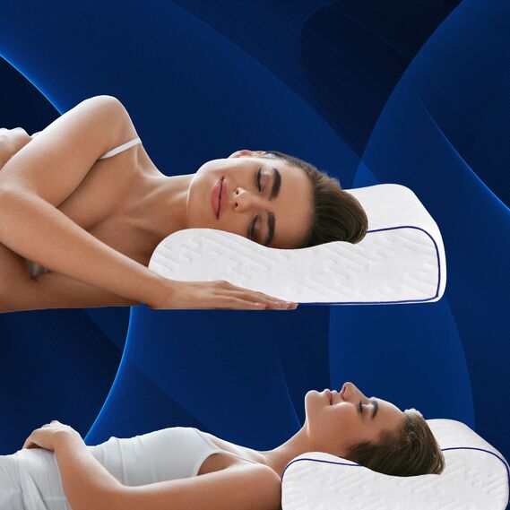 Подушка ортопедическая NeckWave 60х40х11/9 см IDEIA анатомическая с эффектом памяти для сна на боку, спине и животе, с наволочкой на молнии, фото 6