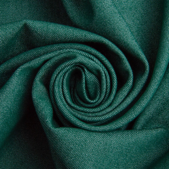 Ткань джинс, джинсовая 150 см 230 гр/2 стрейчевая, для джинсов, костюмов, юбок, детской одежды т/зелена, фото 1