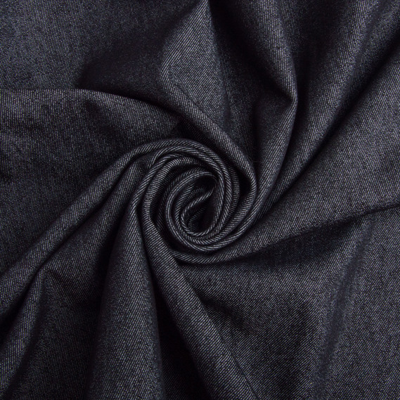 Тканина джинс, джинсова 150 см 230 гр/2 стрейчева, для джинсів, костюмів, юбок, дитячого одягу чорна, фото 1 Тканина джинс, джинсова 150 см 230 гр/2 стрейчева, для джинсів, костюмів, юбок, дитячого одягу чорна, фото 1