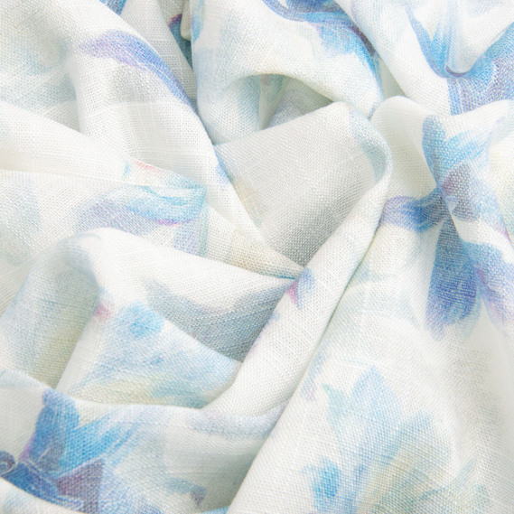 Тканина костюмно-платтяна льон з віскозою 140 см 180 г/м2 для суконь, костюмів, спідниць, брюк, комбінезонів Ліла блакитний, фото 3