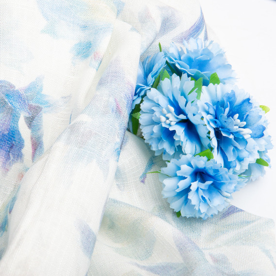 Тканина костюмно-платтяна льон з віскозою 140 см 180 г/м2 для суконь, костюмів, спідниць, брюк, комбінезонів Ліла блакитний, фото 4