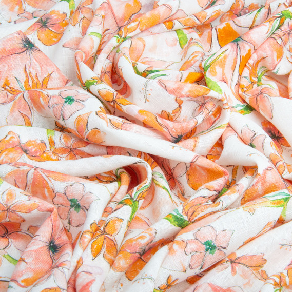 Тканина костюмно-платтяна льон з віскозою 140 см 180 г/м2 для суконь, костюмів, спідниць, брюк, комбінезонів Мерсі помарнч, фото 3