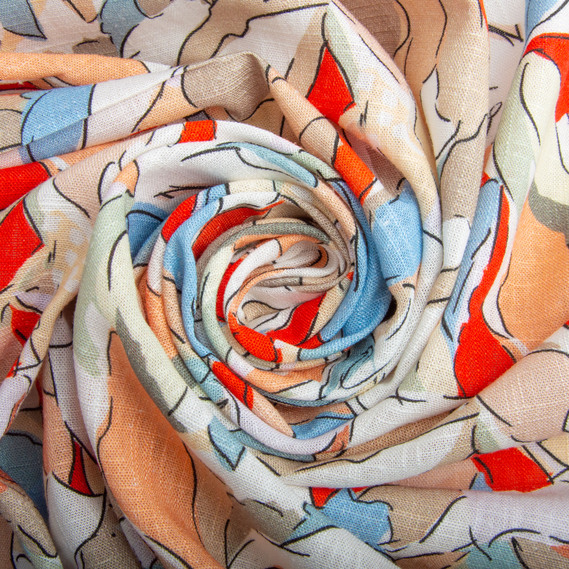 Тканина костюмно-платтяна льон з віскозою 140 см 180 г/м2 для суконь, костюмів, спідниць, брюк, комбінезонів акварель червона, фото 1 Тканина костюмно-платтяна льон з віскозою 140 см 180 г/м2 для суконь, костюмів, спідниць, брюк, комбінезонів акварель червона, фото 1