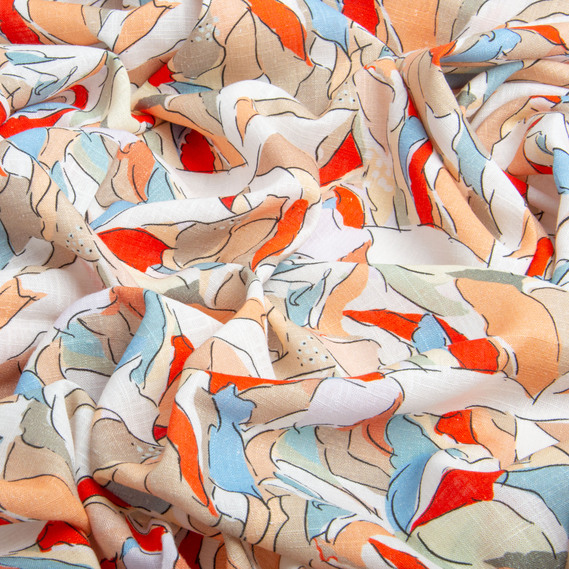 Тканина костюмно-платтяна льон з віскозою 140 см 180 г/м2 для суконь, костюмів, спідниць, брюк, комбінезонів акварель червона, фото 3 Тканина костюмно-платтяна льон з віскозою 140 см 180 г/м2 для суконь, костюмів, спідниць, брюк, комбінезонів акварель червона, фото 3