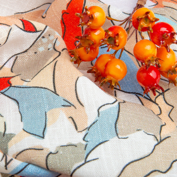 Тканина костюмно-платтяна льон з віскозою 140 см 180 г/м2 для суконь, костюмів, спідниць, брюк, комбінезонів акварель червона, фото 4 Тканина костюмно-платтяна льон з віскозою 140 см 180 г/м2 для суконь, костюмів, спідниць, брюк, комбінезонів акварель червона, фото 4