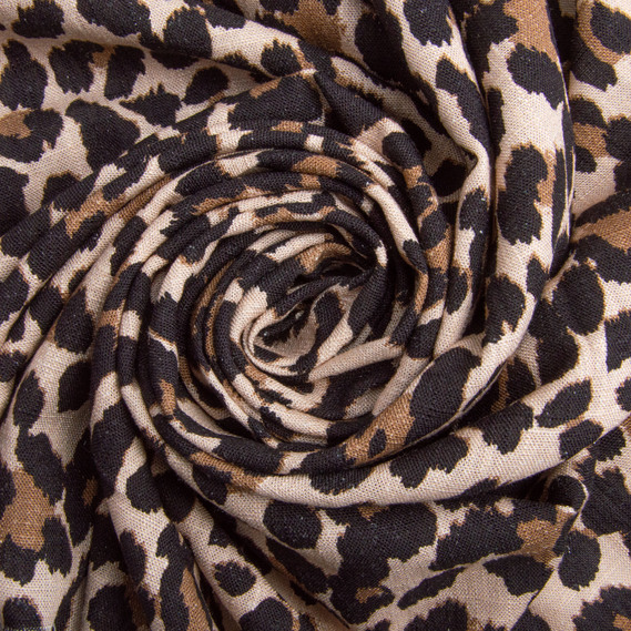 Тканина костюмно-платтяна льон з віскозою 140 см 180 г/м2 для суконь, костюмів, спідниць, брюк, комбінезонів леопард , фото 1