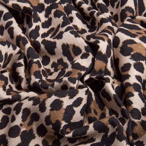 Тканина костюмно-платтяна льон з віскозою 140 см 180 г/м2 для суконь, костюмів, спідниць, брюк, комбінезонів леопард , фото 3
