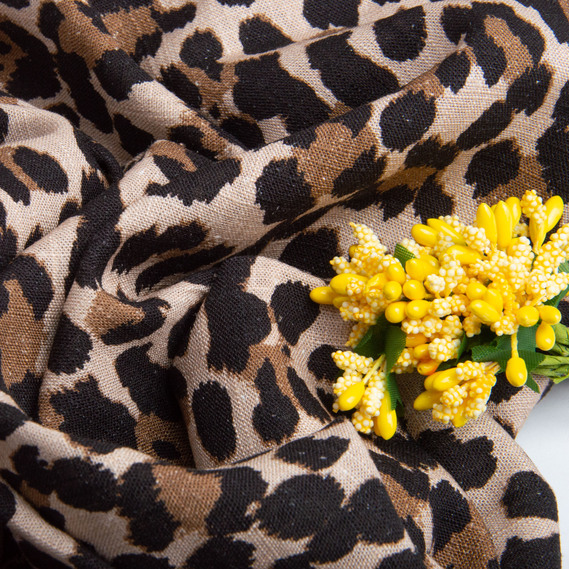 Тканина костюмно-платтяна льон з віскозою 140 см 180 г/м2 для суконь, костюмів, спідниць, брюк, комбінезонів леопард , фото 4