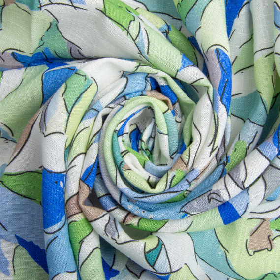 Linen-viscose suit and dress fabric 140 cm 180 gsm for dresses, suits, skirts, trousers, jumpsuits акварель синя, фото 1