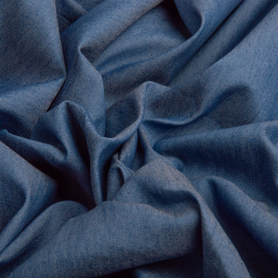 Denim fabric, 140 cm, 145 g/m2, stretch — for jeans, suits, skirts, and children’s clothing синя, фото 2