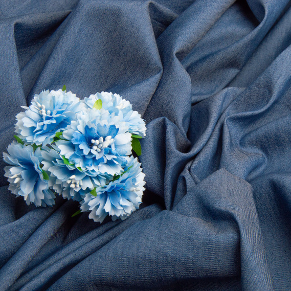 Denim fabric, 140 cm, 145 g/m2, stretch — for jeans, suits, skirts, and children’s clothing синя, фото 3