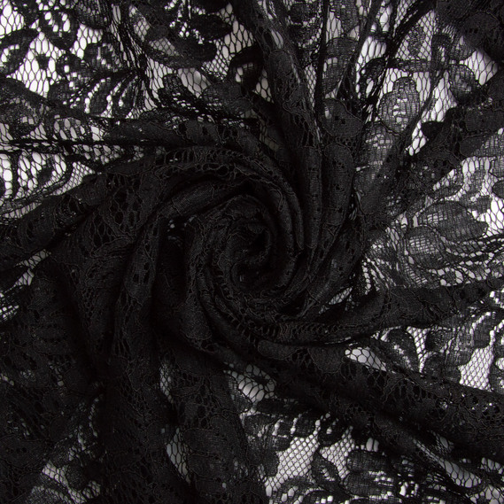 Тканина гіпюр 150 см 110 г/м2  чорна, для вечірніх суконь, костюмів, фото 1