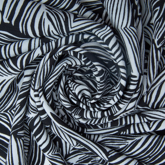 Ткань плательная креп 150 см 110 гр/м2 легкая, для платьев, юбок, брюк, аксессуаров листок чорна, фото 1