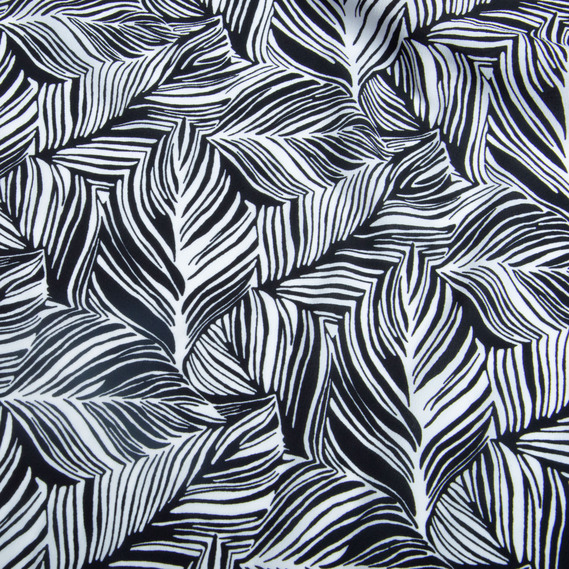 Ткань плательная креп 150 см 110 гр/м2 легкая, для платьев, юбок, брюк, аксессуаров листок чорна, фото 2