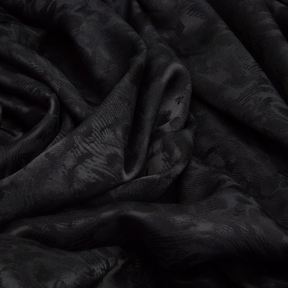 Тканина плательна жакард 140 гр/м2 145 см чорна натуральна, віскоза та бавовна мармур , фото 3