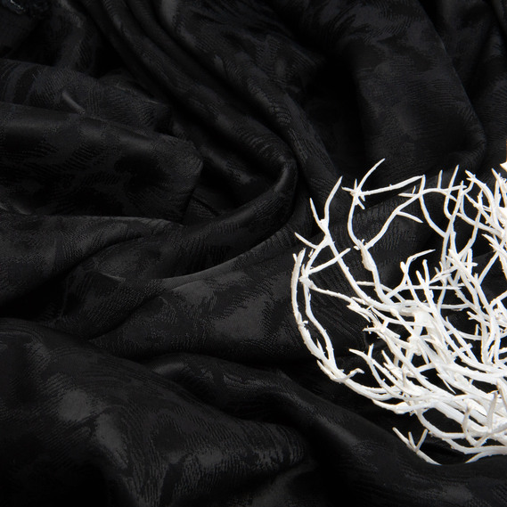 Тканина плательна жакард 140 гр/м2 145 см чорна натуральна, віскоза та бавовна мармур , фото 4