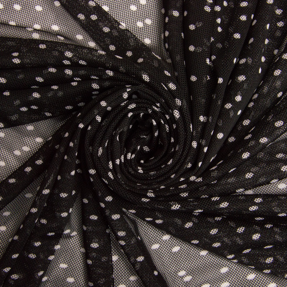 Тканина сітка стрейч 65 г/м 140 см у горошок,  для одягу, декору, еластична стрейчева, фото 1