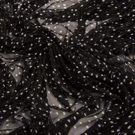 Тканина сітка стрейч 65 г/м 140 см у горошок,  для одягу, декору, еластична стрейчева, фото 2