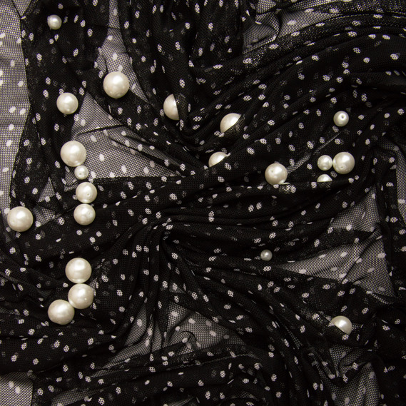 Тканина сітка стрейч 65 г/м 140 см у горошок,  для одягу, декору, еластична стрейчева, фото 3