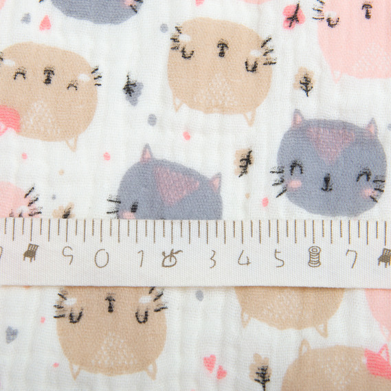 Ткань хлопок Муслин 135 см, 120 гр/м2 для платьев, блузок, юбок, халатов, костюмов, пледов котик молоко, фото 5 Ткань хлопок Муслин 135 см, 120 гр/м2 для платьев, блузок, юбок, халатов, костюмов, пледов котик молоко, фото 5