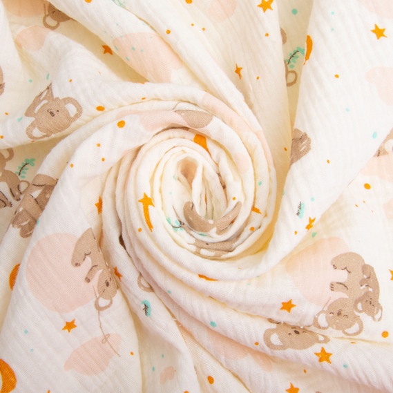 Ткань хлопок Муслин 135 см, 120 гр/м2 для платьев, блузок, юбок, халатов, костюмов, пледов коала крем, фото 1 Ткань хлопок Муслин 135 см, 120 гр/м2 для платьев, блузок, юбок, халатов, костюмов, пледов коала крем, фото 1