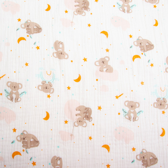 Ткань хлопок Муслин 135 см, 120 гр/м2 для платьев, блузок, юбок, халатов, костюмов, пледов коала крем, фото 2 Ткань хлопок Муслин 135 см, 120 гр/м2 для платьев, блузок, юбок, халатов, костюмов, пледов коала крем, фото 2