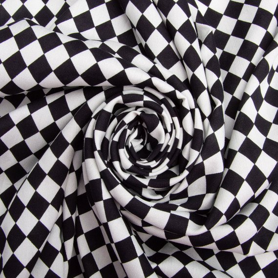 Тканина платтяна штапель віскоза 145 см 90 г/м2 для суконь, спідниць, брюк, комбінезонів, дитячого одягу шахи, фото 1