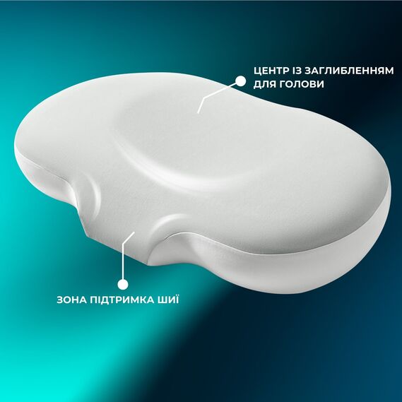 Подушка ортопедическая CloudTherapy 65х40х10 см IDEIA анатомическая с эффектом памяти для сна на боку, спине и животе, с наволочкой на молнии сіра, фото 3