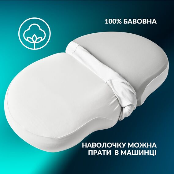 Подушка ортопедическая CloudTherapy 65х40х10 см IDEIA анатомическая с эффектом памяти для сна на боку, спине и животе, с наволочкой на молнии сіра, фото 5