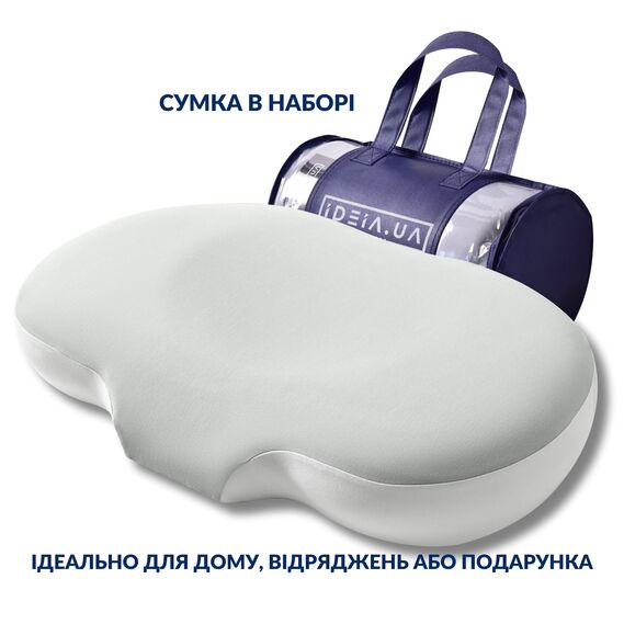 Подушка ортопедическая CloudTherapy 65х40х10 см IDEIA анатомическая с эффектом памяти для сна на боку, спине и животе, с наволочкой на молнии сіра, фото 8
