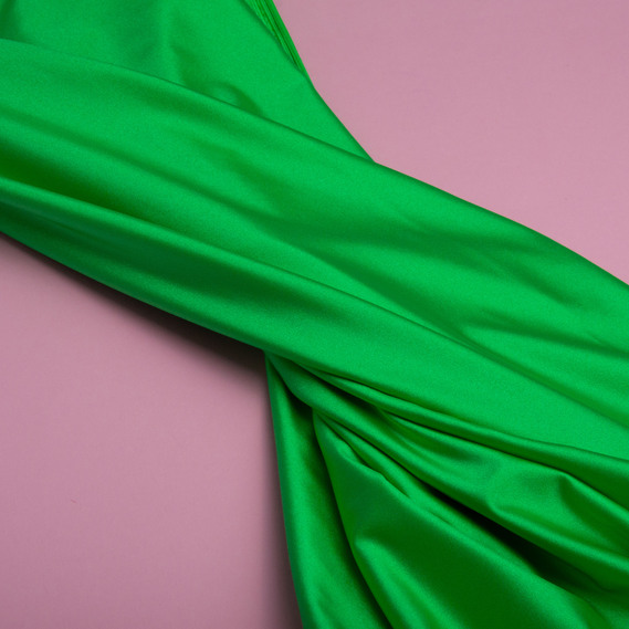 Ткань трикотаж Бифлекс 200 гр/м2 стрейчевая эластичная блестящая для купальников и спортивной одежды салат, фото 3