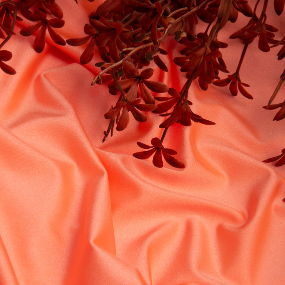 Ткань трикотаж Бифлекс 200 гр/м2 стрейчевая эластичная блестящая для купальников и спортивной одежды св/помаранч, фото 3